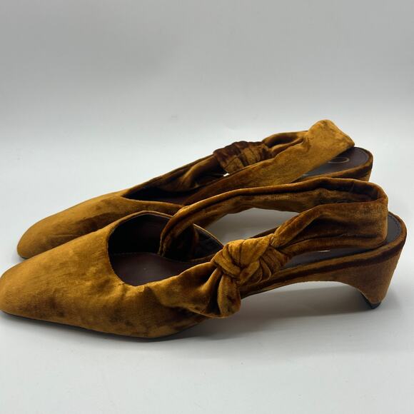 SAM EDELMAN Meredith Slingback Kitten Heels Velvet Cocoa Bronze Sz 8.5 - Picture 4 of 8